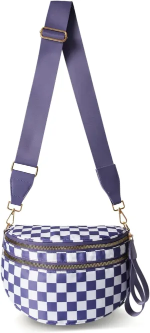 Checkered Crossbody Bag Bum Bags For Women Checkerboard Purse Plaid Pattern Colorblock Fanny Pack