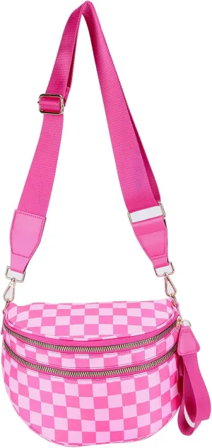 Checkered Crossbody Bag Bum Bags For Women Checkerboard Purse Plaid Pattern Colorblock Fanny Pack