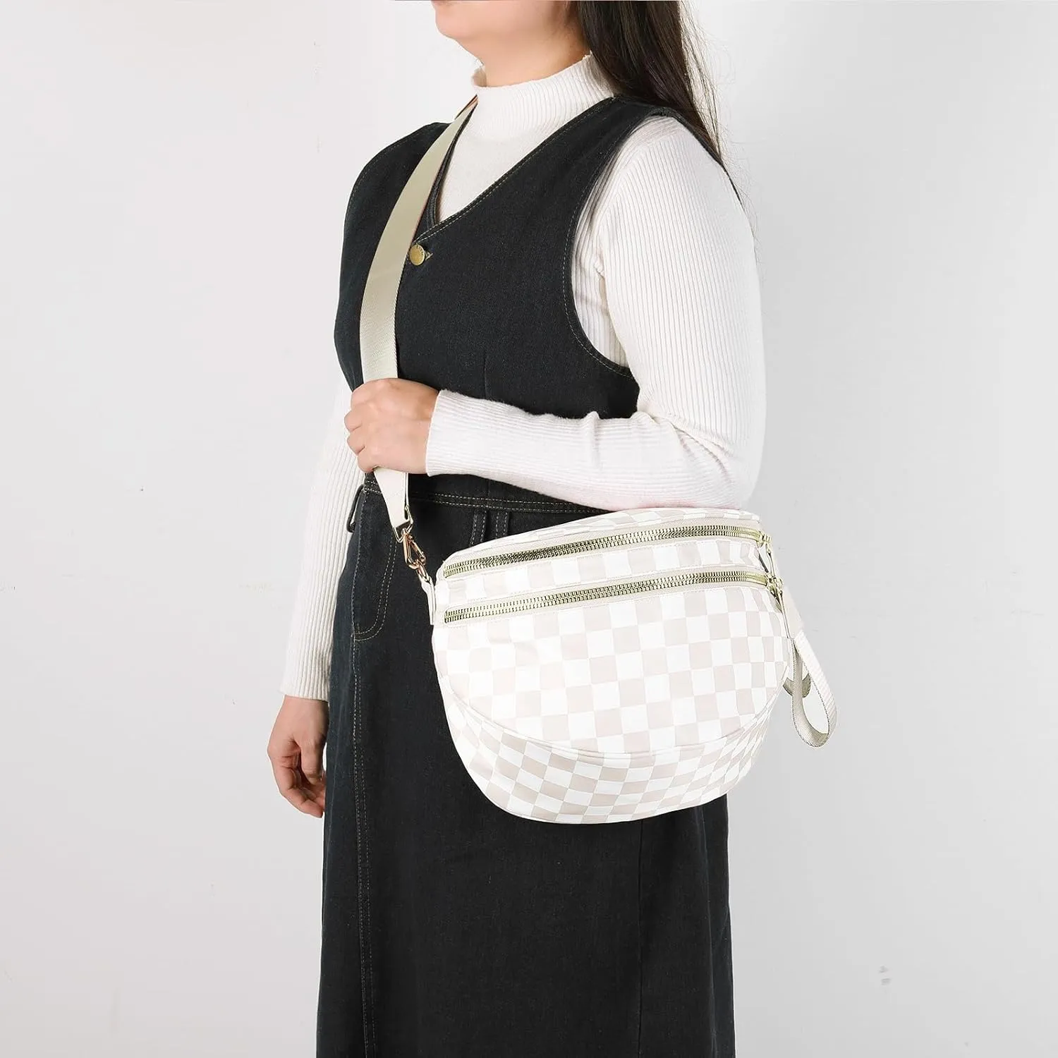 Checkered Crossbody Bag Bum Bags for Women Checkered Purse Checkerboard Purse Checkered Fanny Pack