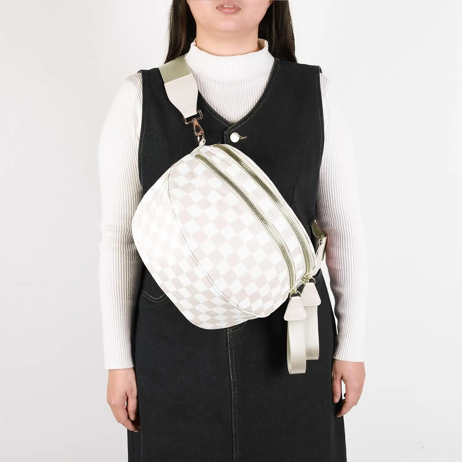 Checkered Crossbody Bag Bum Bags for Women Checkered Purse Checkerboard Purse Checkered Fanny Pack