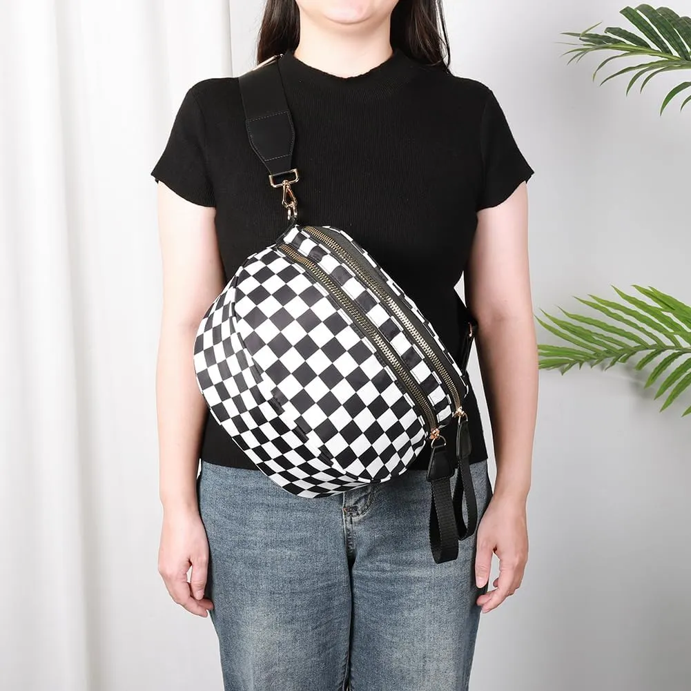 Checkered Crossbody Bag Bum Bags for Women Checkered Purse Checkerboard Purse Checkered Fanny Pack