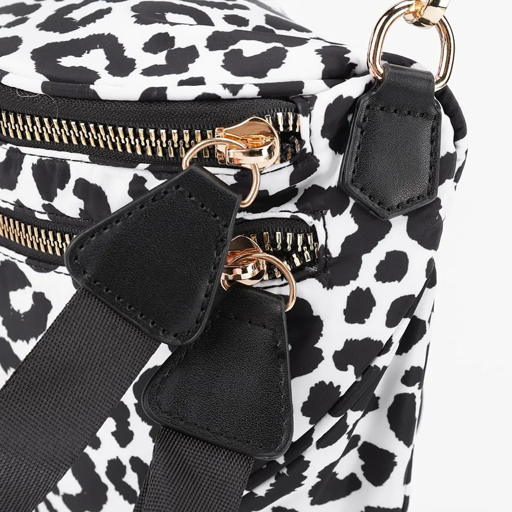 Checkered Crossbody Bag Spacious Nylon Crossbody Bag for Women Black and White Checkered Purse Bum Bags Belt Bags