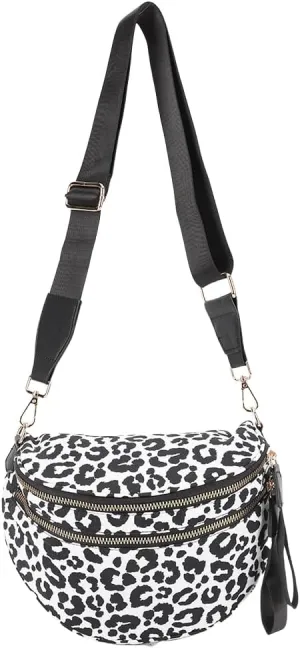 Checkered Crossbody Bag Spacious Nylon Crossbody Bag for Women Black and White Checkered Purse Bum Bags Belt Bags