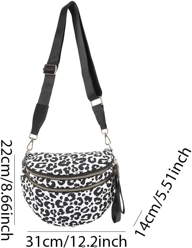 Checkered Crossbody Bag Spacious Nylon Crossbody Bag for Women Black and White Checkered Purse Bum Bags Belt Bags