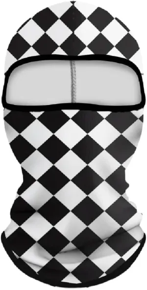 Checkered Flag Balaclava, Black White, Motorcycling Racing Stock Car Cycling Race Racer Driver Skiing Sports Motor Face Mask Helmet Liner