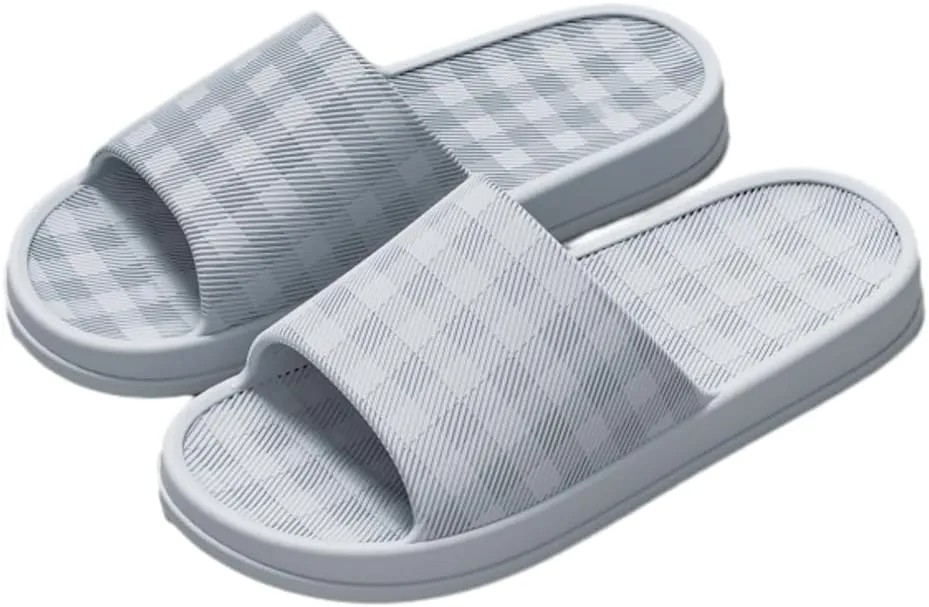 Checkered Slides Women Cloud Pillow Slides House Bathroom Shower Shoes Thick Sole Non-Slip Sandals Indoor Outdoor Couples
