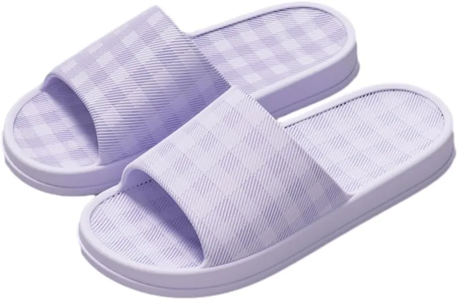 Checkered Slides Women Cloud Pillow Slides House Bathroom Shower Shoes Thick Sole Non-Slip Sandals Indoor Outdoor Couples
