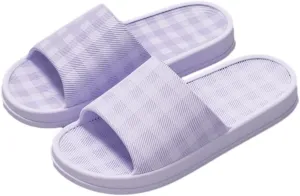 Checkered Slides Women Cloud Pillow Slides House Bathroom Shower Shoes Thick Sole Non-Slip Sandals Indoor Outdoor Couples