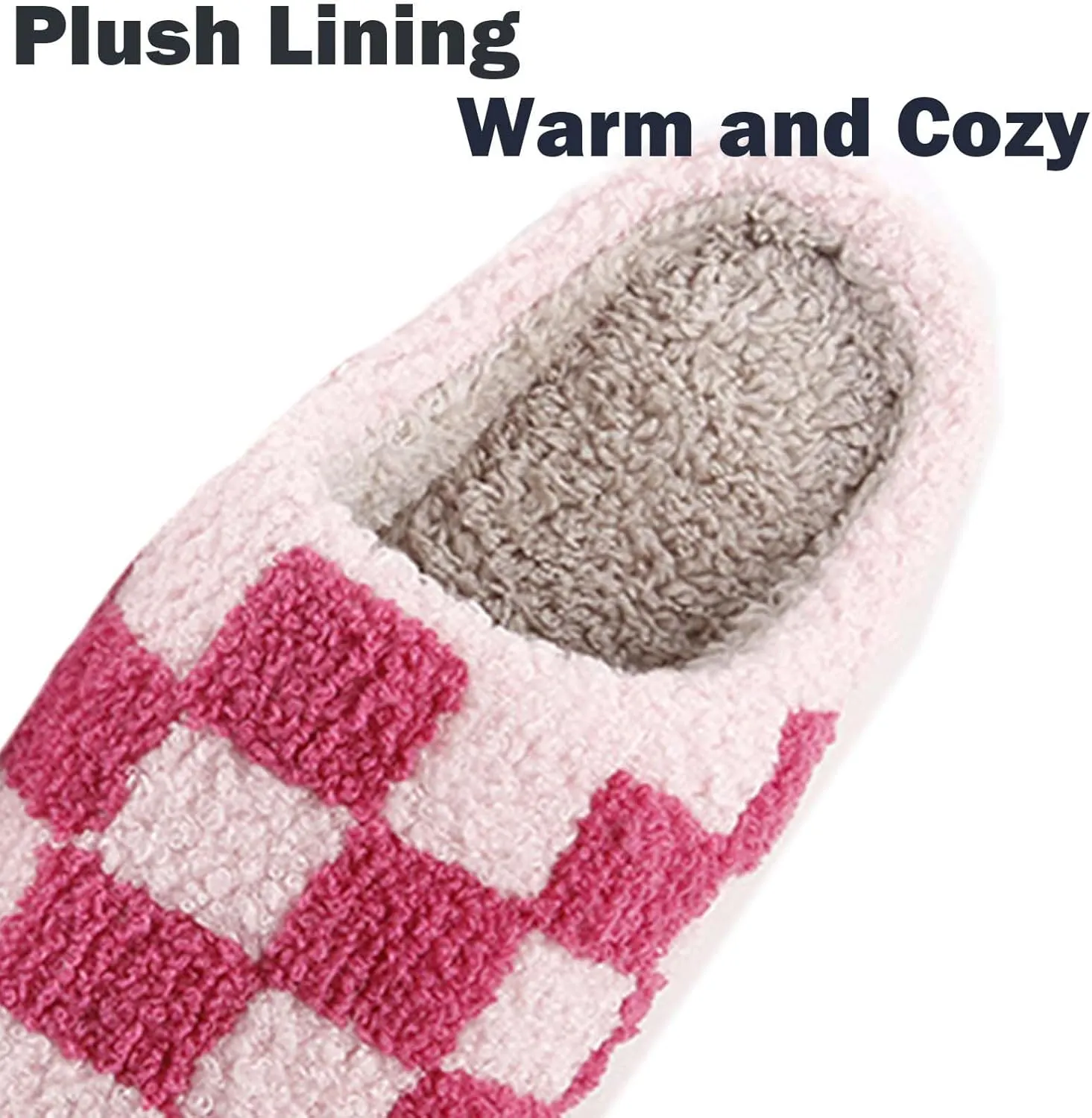 Checkered Slippers - Men & Women's Funny, Fluffy House & Outdoor Shoes - Memory Foam, Warm, Plush Bedroom Slippers for Winter
