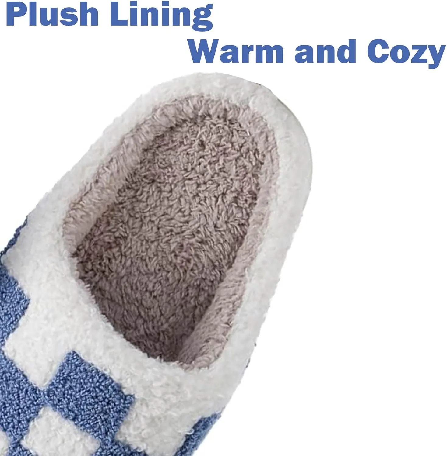 Checkered Slippers - Men & Women's Funny, Fluffy House & Outdoor Shoes - Memory Foam, Warm, Plush Bedroom Slippers for Winter