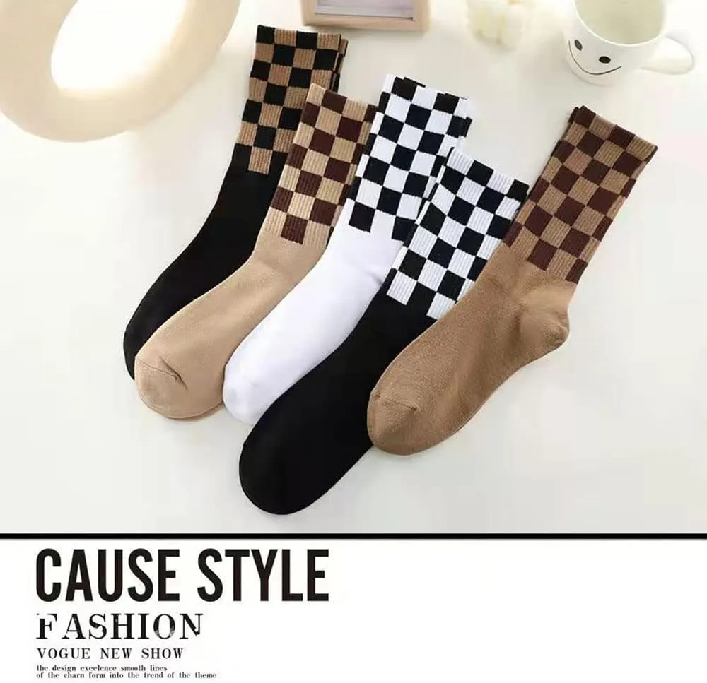 Checkered Socks, Fashion Socks for Women, Checkered Socks Women, Cotton Funny Crew Socks Fun Cozy Cute for Women Gifts.…