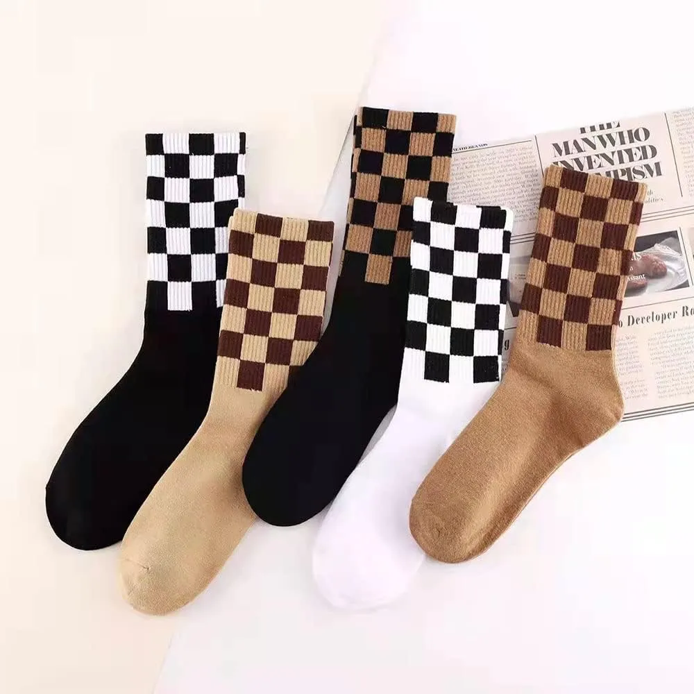 Checkered Socks, Fashion Socks for Women, Checkered Socks Women, Cotton Funny Crew Socks Fun Cozy Cute for Women Gifts.…