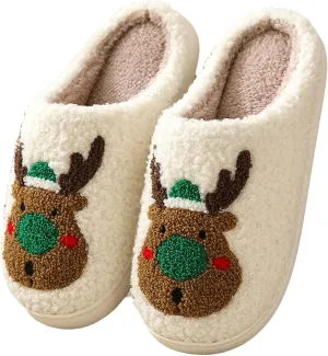 Christmas Slippers For Women Men Indoor Soft Warm Slippers House Memory Foam Slippers Cozy Fluffy Fall Winter Home Slippers