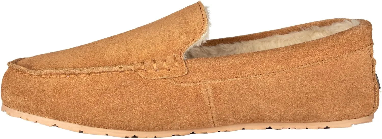 Clarks Mens Suede Moccasin Slippers Warm Cozy Indoor Outdoor Plush Faux Fur Lined Slipper For Men (9 M US, Cinnamon)