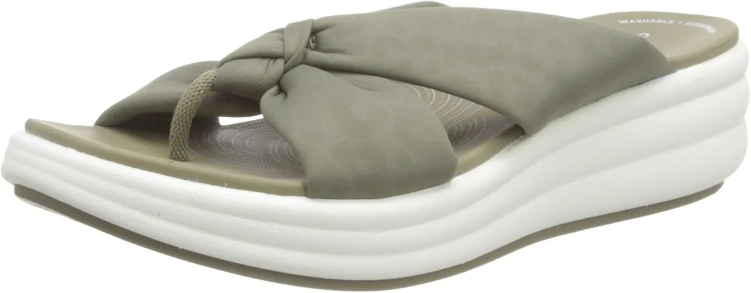 Clarks Unisex-Adult Drift Ave Wedge Sandal, Olive Interest, 7.5 US
