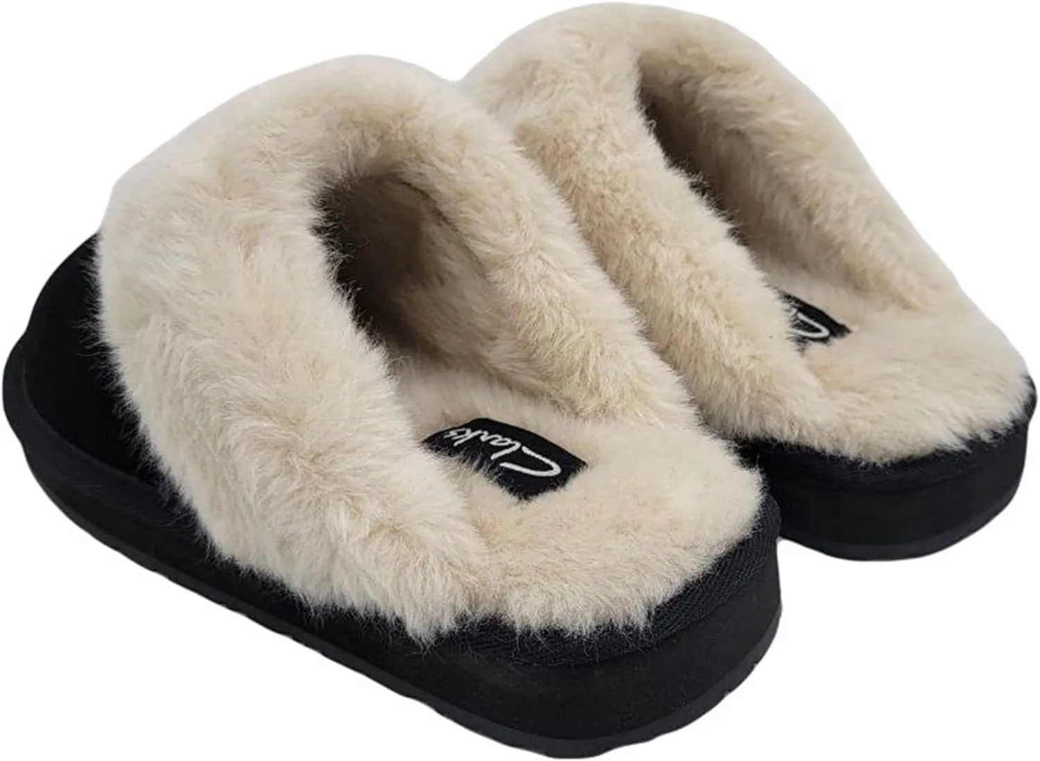 Clarks Womens Open Back Suede Leather Comfort Clog Slipper JMS0583C - Plush Faux Fur Trim - Indoor Outdoor House Slippers For Women