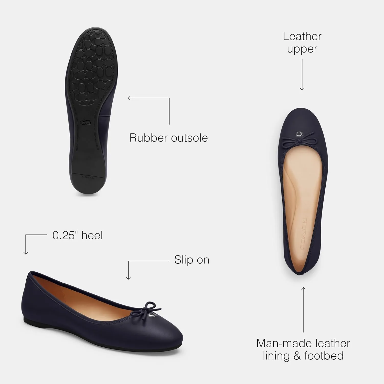 Coach Women's Abigail Leather Ballet Flat