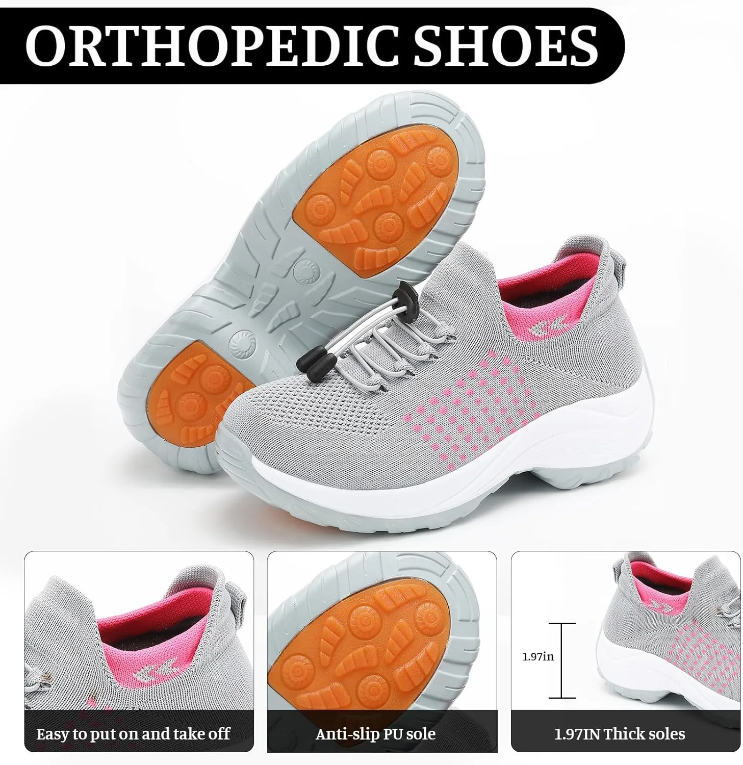 Comfort Wear Orthowear Shoes for Women, Fashion Comfortwear Ortho Shoes for Women Plantar Fasciitis Comfortable Air Cushion Ortho Breathable Stretch Cushion