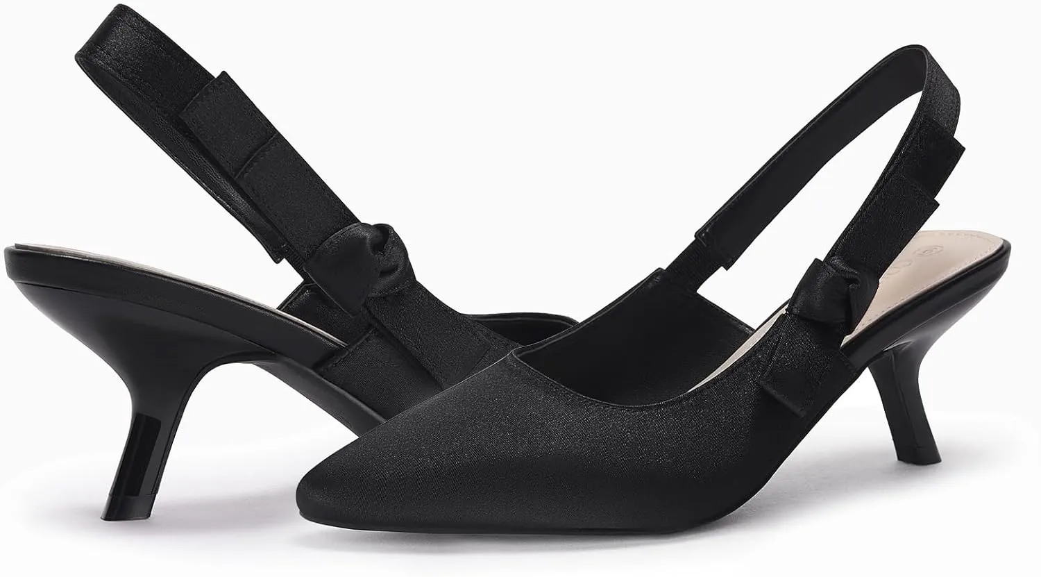 Coutgo Womens Slingback Kitten Heels Closed Pointed Toe Bowknot Knitted Slip On Work Pumps Dress Shoes