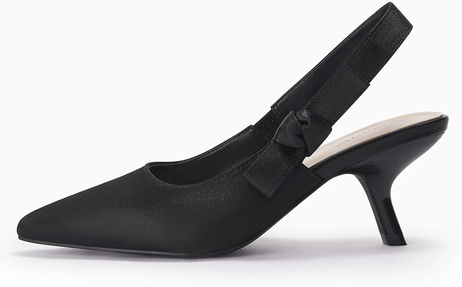 Coutgo Womens Slingback Kitten Heels Closed Pointed Toe Bowknot Knitted Slip On Work Pumps Dress Shoes
