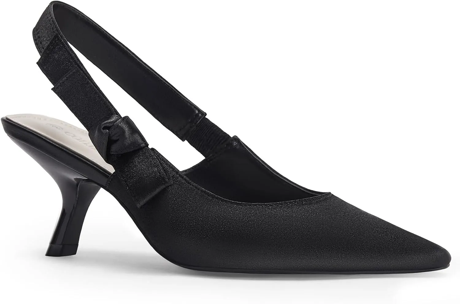 Coutgo Womens Slingback Kitten Heels Closed Pointed Toe Bowknot Knitted Slip On Work Pumps Dress Shoes