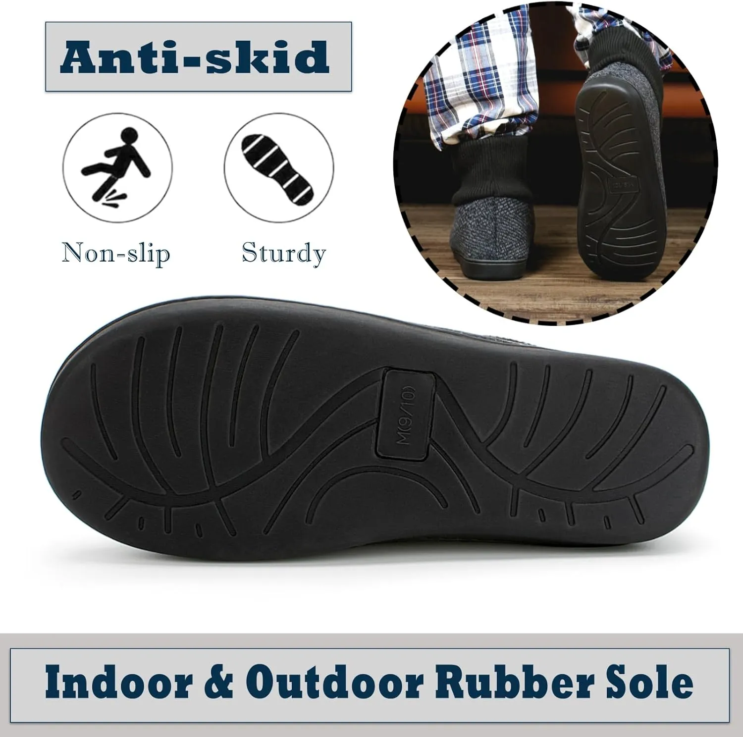 Cozylook Mens Slipper Socks Fleece Lined Non-slip Soles, Winter Soft Thick Cozy Home Boots, Warm Fuzzy House Shoes Indoor