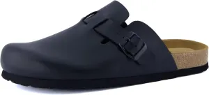 CUSHIONAIRE Men's Haze Genuine Suede Faux Fur Cork Footbed Clog with  Comfort