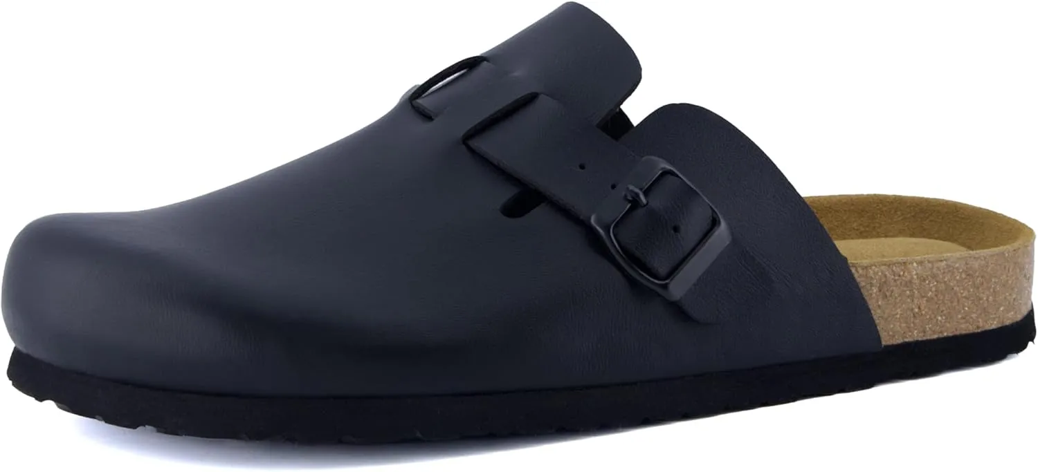 CUSHIONAIRE Men's Haze Genuine Suede Faux Fur Cork Footbed Clog with  Comfort