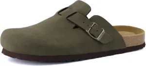 CUSHIONAIRE Men's Haze Genuine Suede Faux Fur Cork Footbed Clog with  Comfort