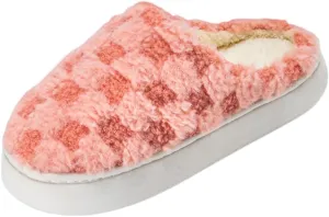Cute Bedroom Slip on Plaid Shoes House Slippers for Women Plush Warm Fuzzy Slippers Cozy Checkered Slippers