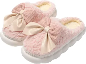 Cute Bow Slippers Slippers For Women/Men Cozy House Slippers Memory Foam Slippers Plush Bedroom Indoor Outdoor Shoes