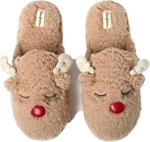 Dearfoams unisex-child Matching Family Holiday Christmas Reindeer & Turkey Scuff