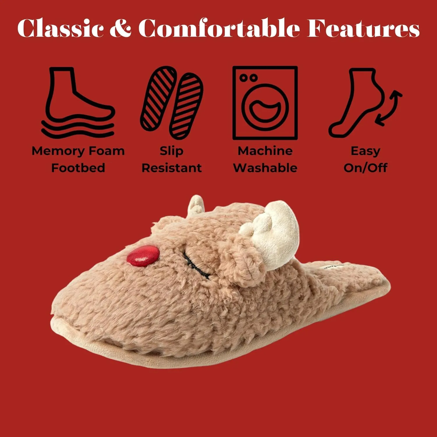 Dearfoams unisex-child Matching Family Holiday Christmas Reindeer & Turkey Scuff