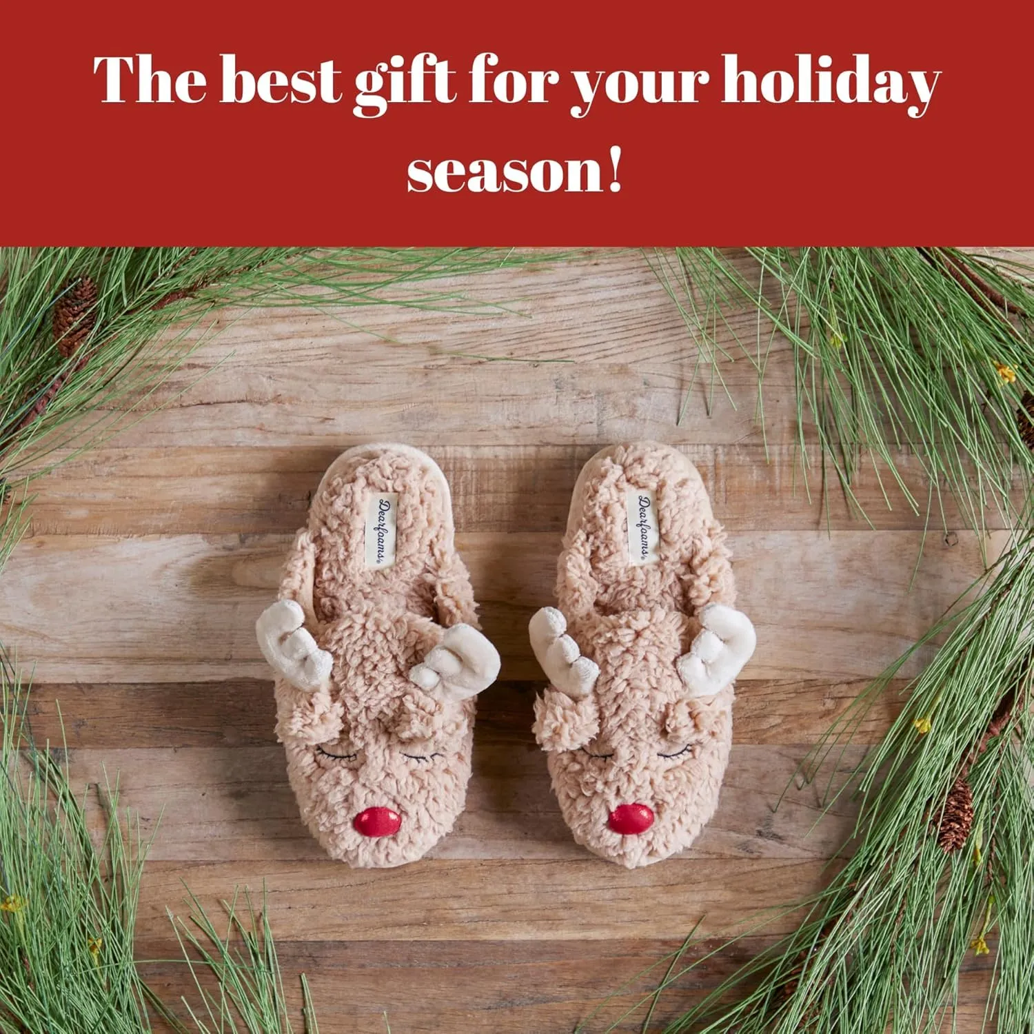 Dearfoams unisex-child Matching Family Holiday Christmas Reindeer & Turkey Scuff