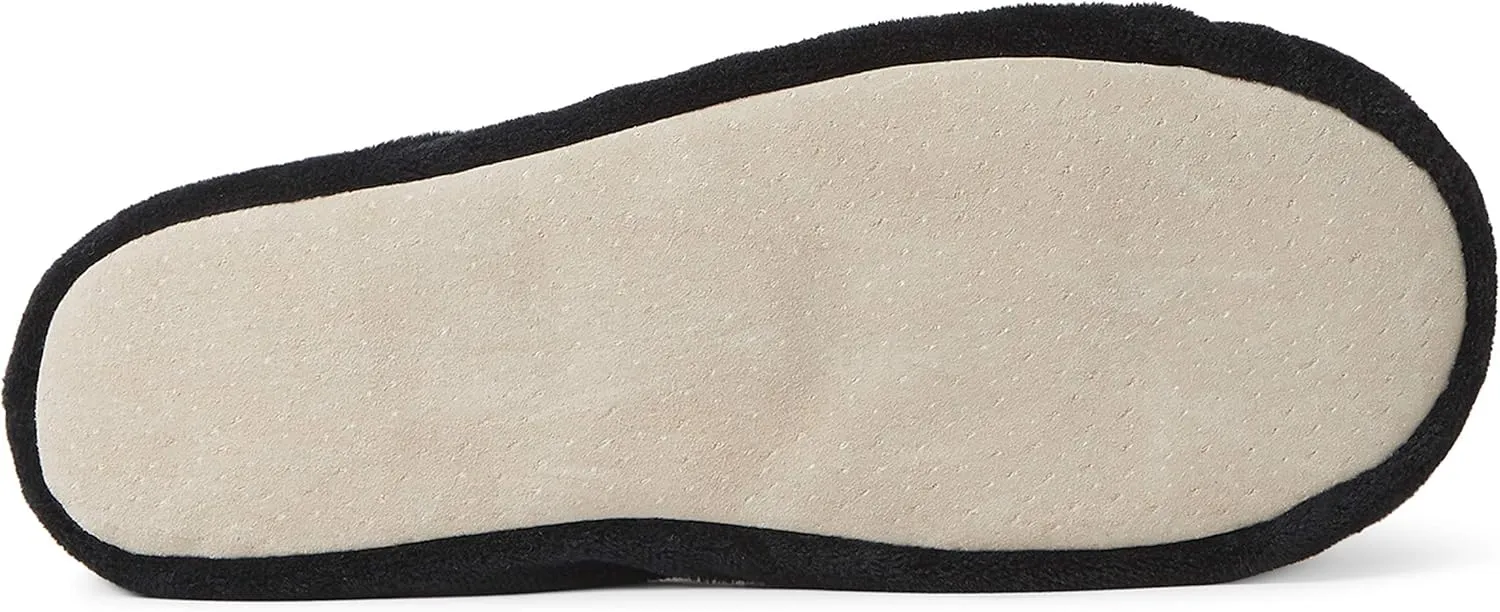 Dearfoams Women's Layla Ballerina Slipper with Memory Foam, Soft Tie Bow and Suede Sole