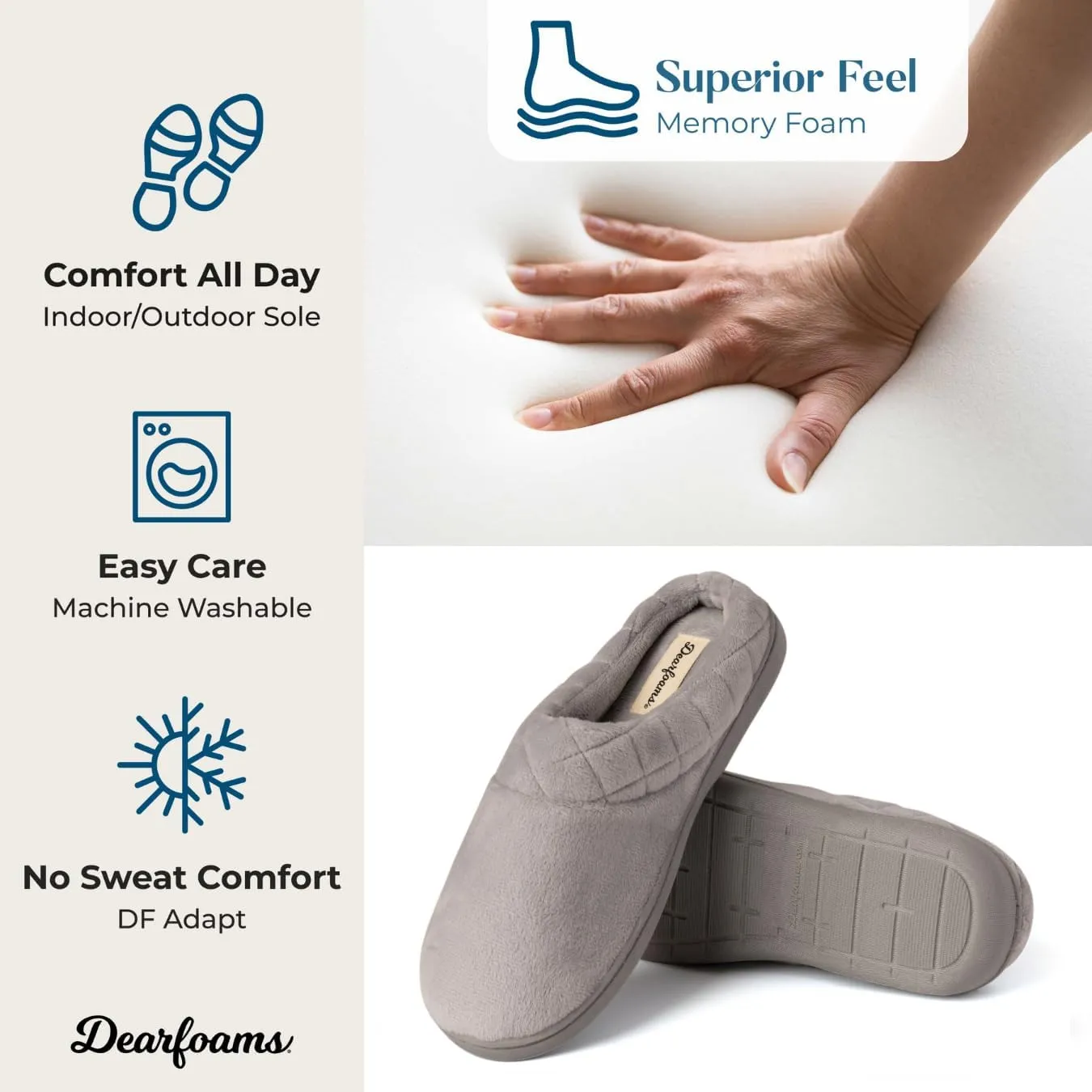 Dearfoams Women's Memory Foam Indoor Outdoor Darcy Velour Clog House Slipper with Wide Widths