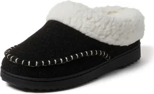 Dearfoams Women's Nyla Felted and Plaid Moc Toe Clog