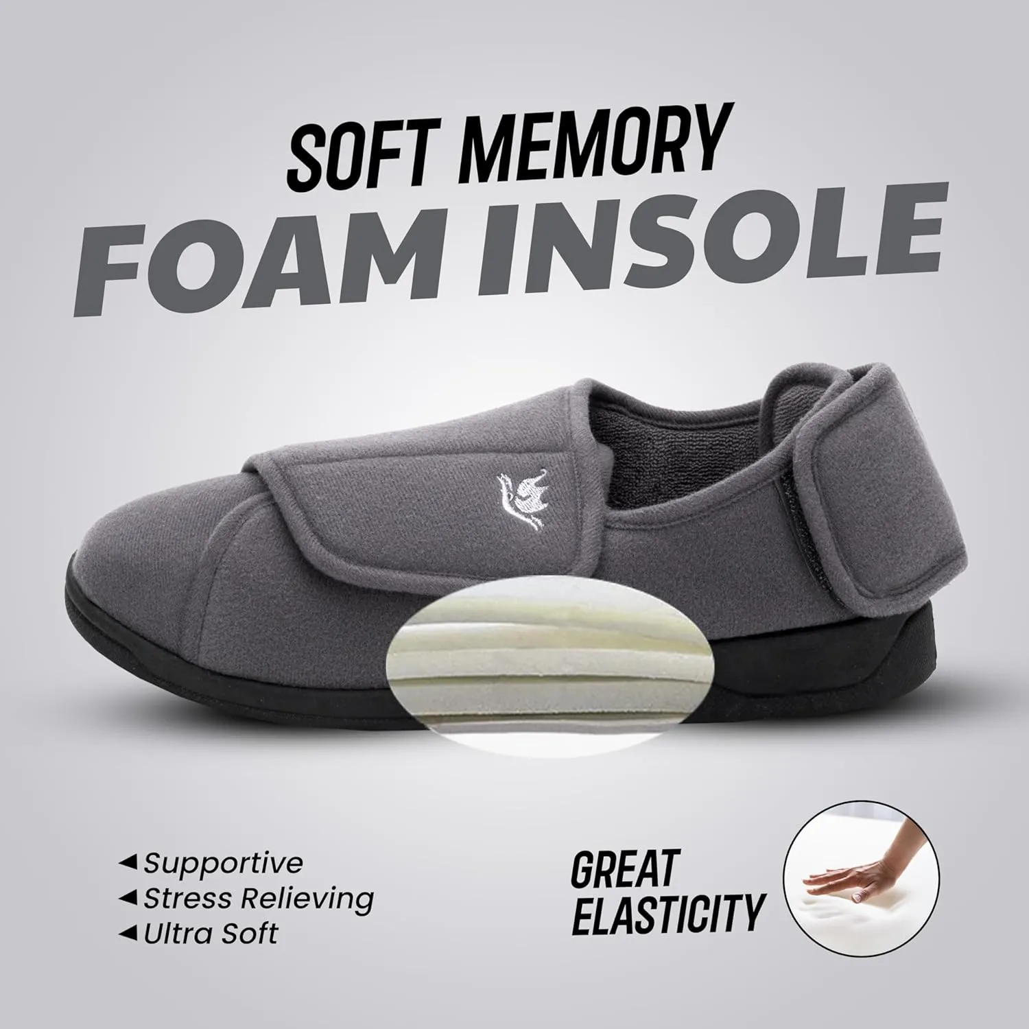 Diabetic Slippers Women, Lymphedema Shoes, Edema Shoes Swollen Feet, Indoor and Outdoor Hook and Loop, Non Slip House Shoes