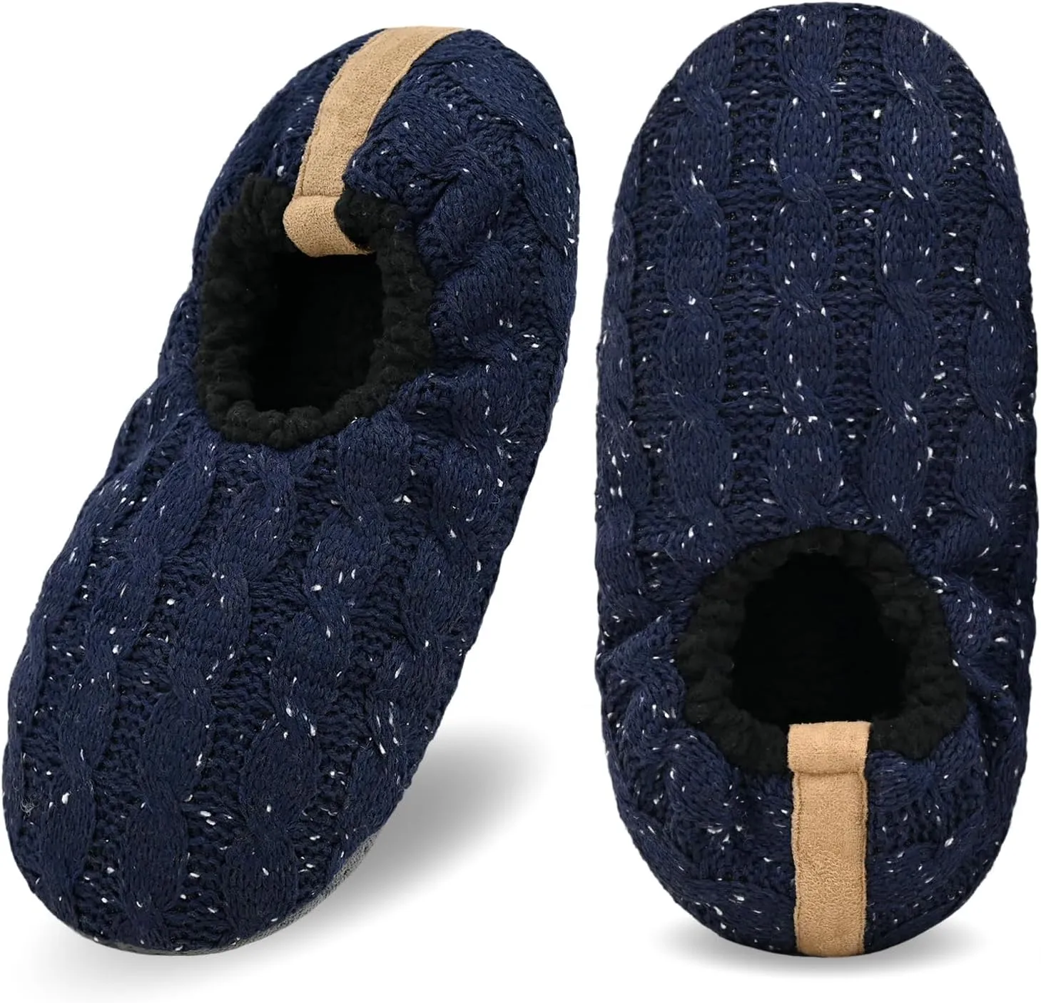 DICUIRD Mens Slipper Socks With Non Skid Bottoms, Warm Slipper Socks With Grippers For Men, Fuzzy House Knit Slippers