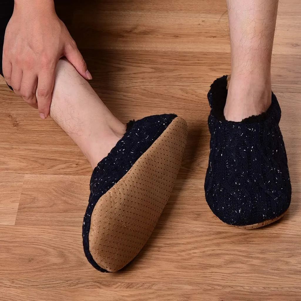 DICUIRD Mens Slipper Socks With Non Skid Bottoms, Warm Slipper Socks With Grippers For Men, Fuzzy House Knit Slippers