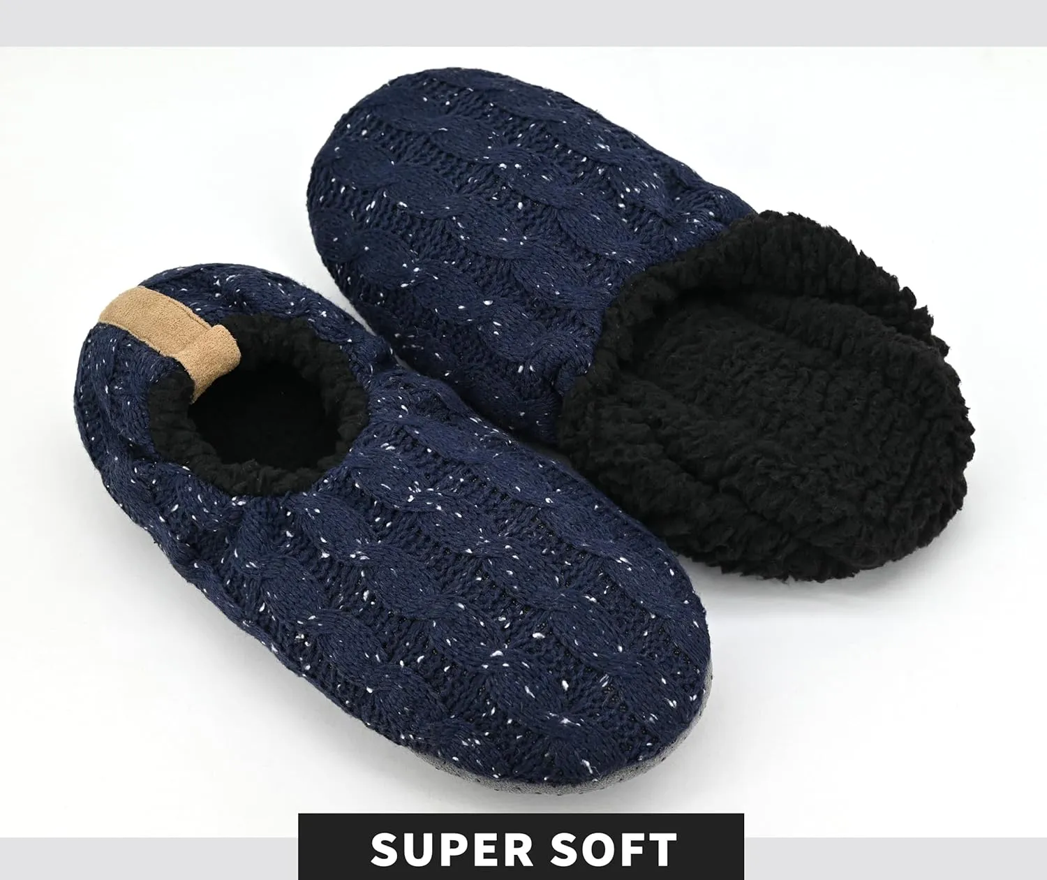 DICUIRD Mens Slipper Socks With Non Skid Bottoms, Warm Slipper Socks With Grippers For Men, Fuzzy House Knit Slippers