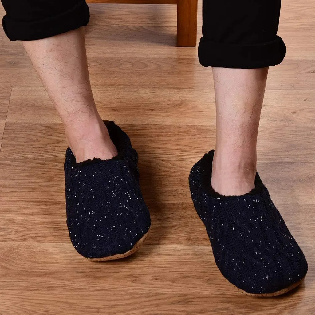 DICUIRD Mens Slipper Socks With Non Skid Bottoms, Warm Slipper Socks With Grippers For Men, Fuzzy House Knit Slippers