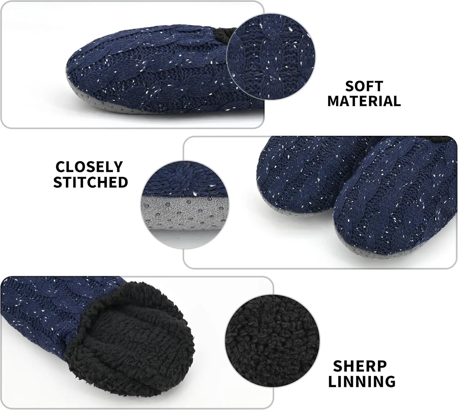 DICUIRD Mens Slipper Socks With Non Skid Bottoms, Warm Slipper Socks With Grippers For Men, Fuzzy House Knit Slippers