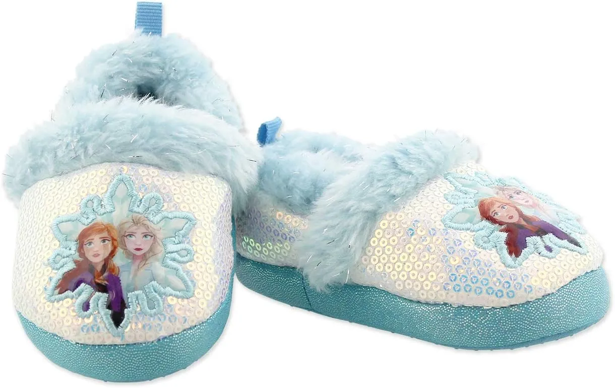 Disney Frozen 2 Elsa Anna Girls Toddler Plush A-Line Slippers