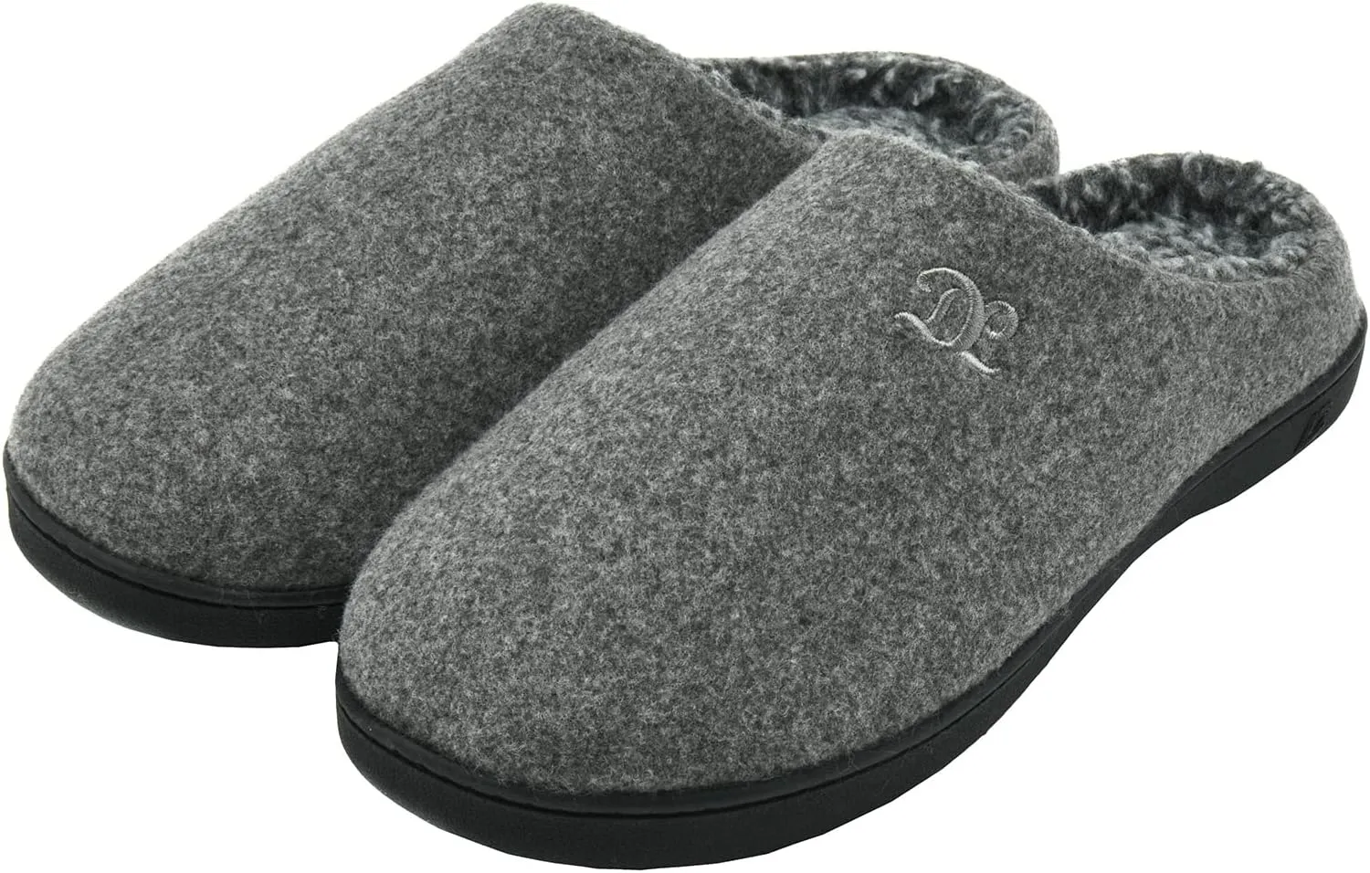 DL Mens Memory Foam Slippers - Comfortable House Slippers For Men, Indoor Outdoor, Closed Toe Black Gray Navy