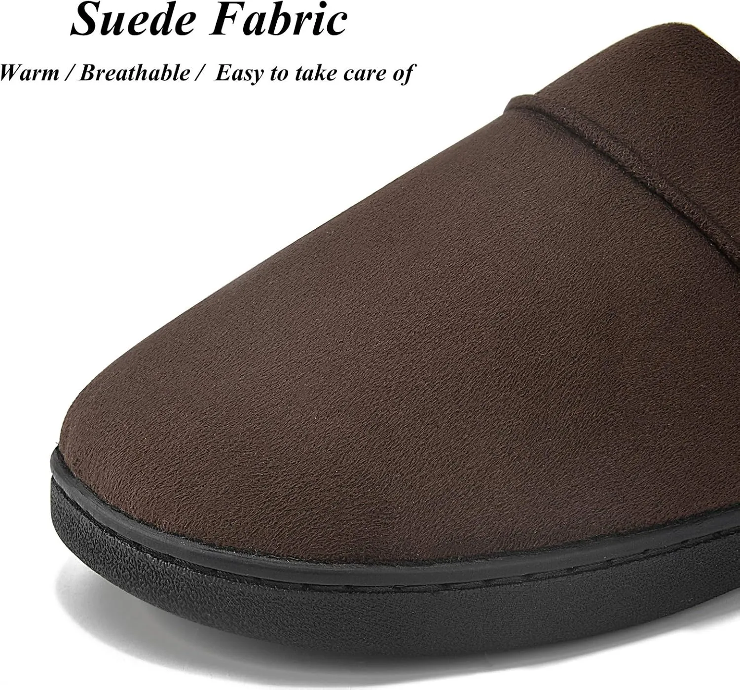 DL Men's Memory Foam Slippers with Fuzzy Plush Lining, Slip on House Slippers with Indoor Outdoor Anti-Skid Rubber Sole