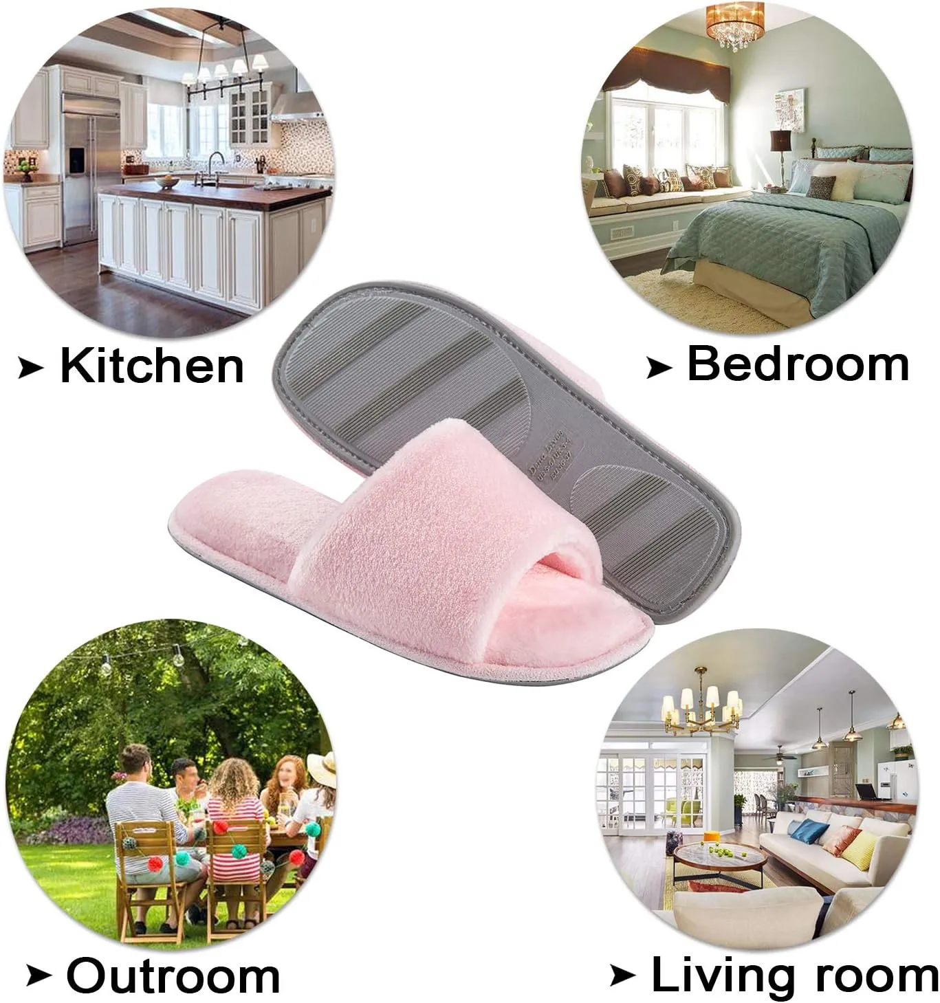 DL Open Toe Slippers for women Indoor, Cozy Memory Foam Womens House Slippers Summer Slip On, Comfy Soft Flannel Womens Bedroom Slippers Slide Breathable Size 5-6 7-8 9-10