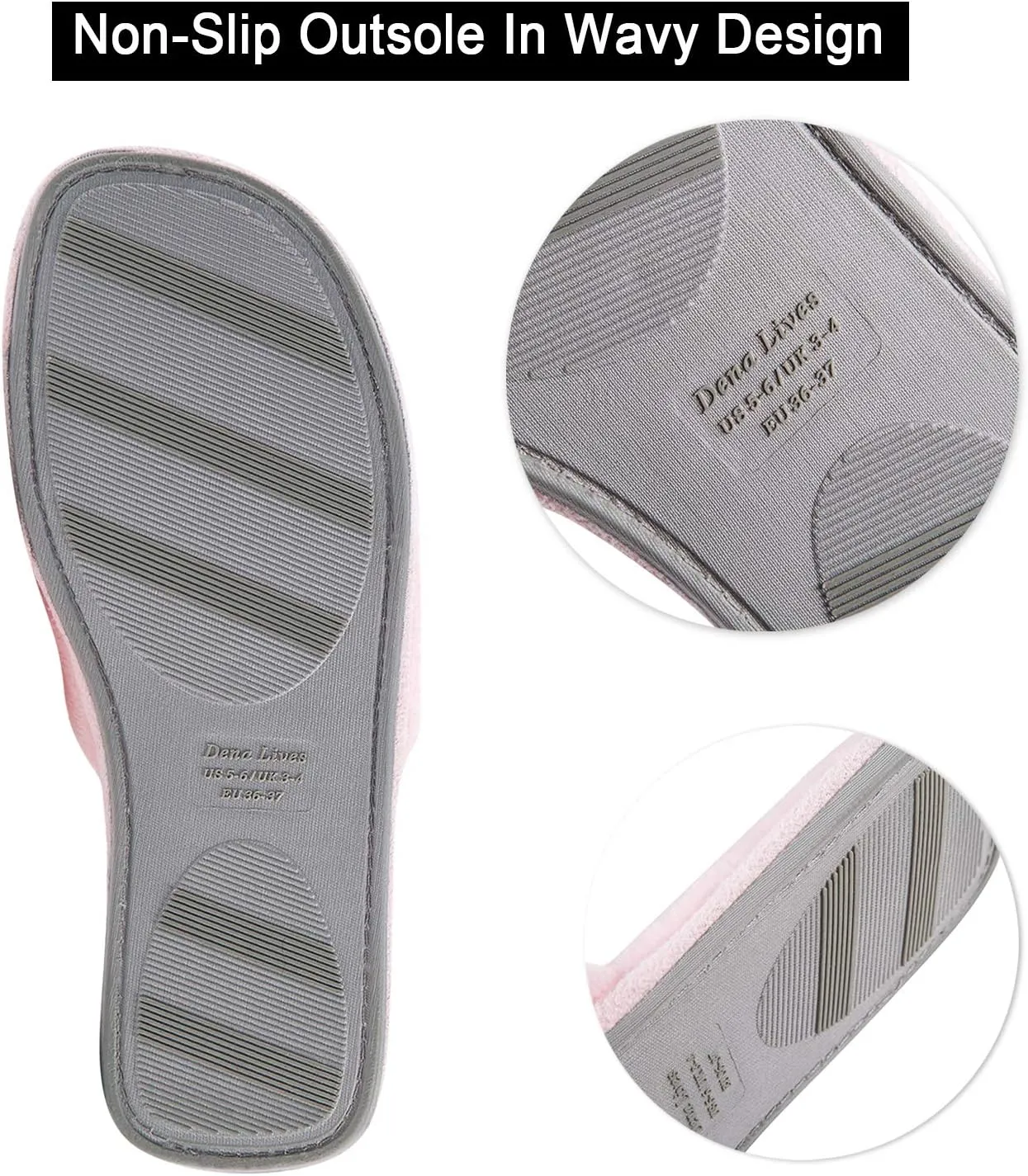 DL Open Toe Slippers for women Indoor, Cozy Memory Foam Womens House Slippers Summer Slip On, Comfy Soft Flannel Womens Bedroom Slippers Slide Breathable Size 5-6 7-8 9-10