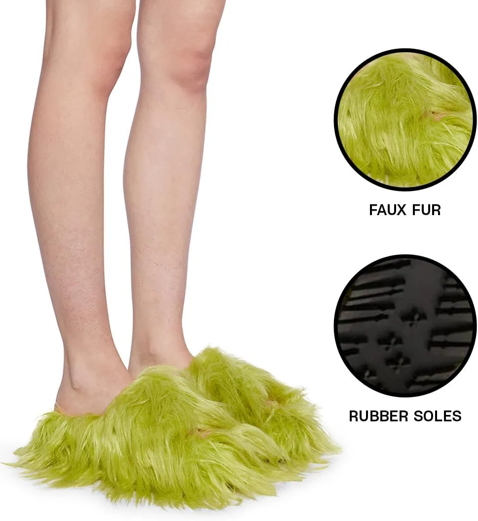Dolls Kill Case Of The Grumpies Fuzzy Slides by Delia's - Faux Fur Slip-On With Rubber Soles, Perfect for Your Comfort