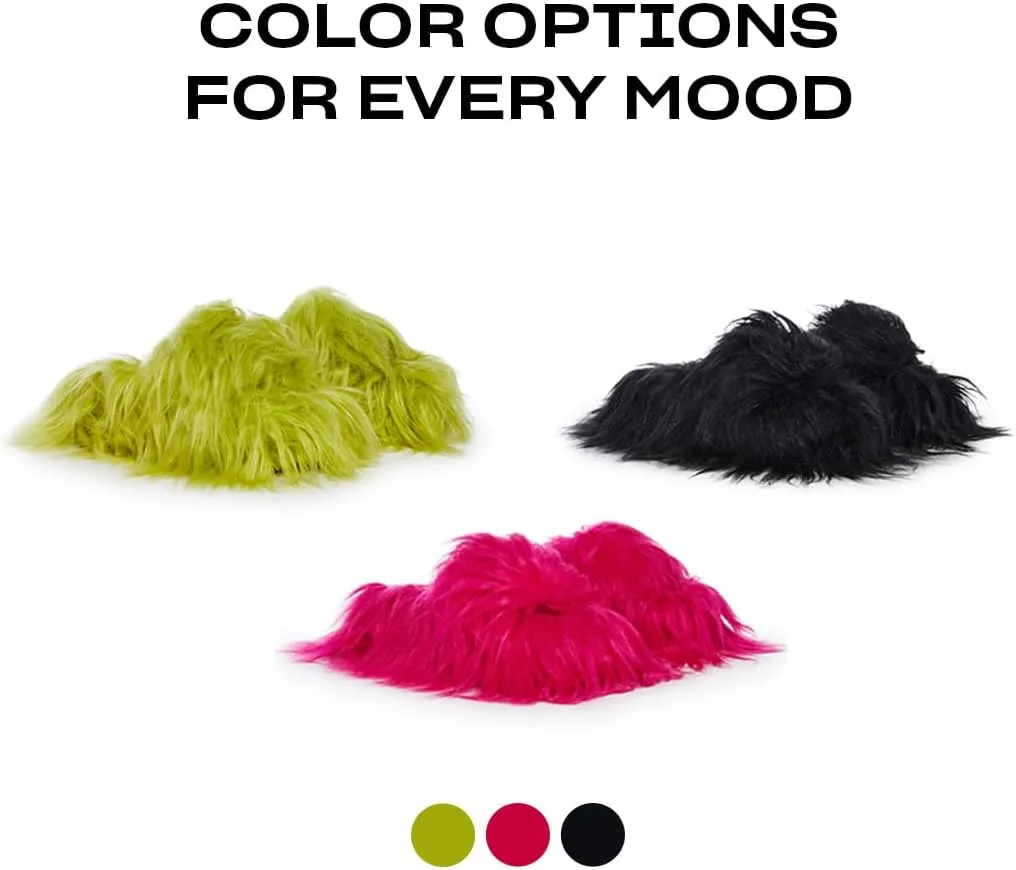 Dolls Kill Case Of The Grumpies Fuzzy Slides by Delia's - Faux Fur Slip-On With Rubber Soles, Perfect for Your Comfort